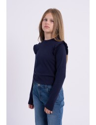 Fine knitted sweater, ruffled shoulders