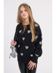 Knitted sweater with hearts