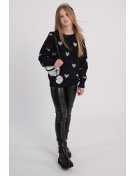 Knitted sweater with hearts