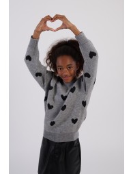 Knitted sweater with hearts