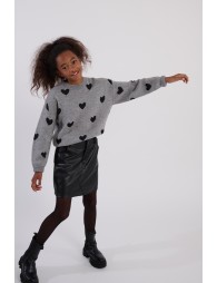 Knitted sweater with hearts