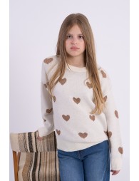 Knitted sweater with hearts