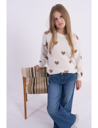 Knitted sweater with hearts