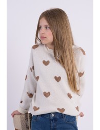 Knitted sweater with hearts