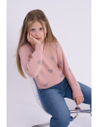 Knitted sweater with hearts