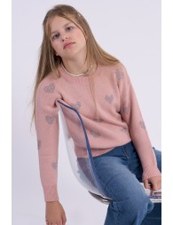 Knitted sweater with hearts