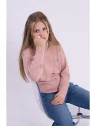 Knitted sweater with hearts