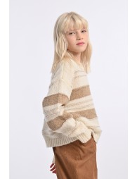 Knitted sweater, embossed stripes