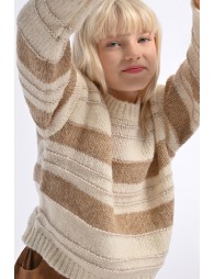 Knitted sweater, embossed stripes