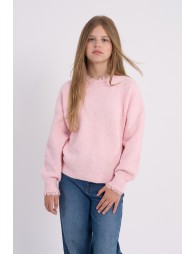 Knitted sweater, scalloped finish