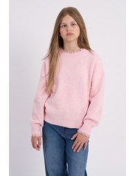 Knitted sweater, scalloped finish