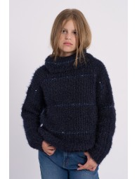 Striped turtleneck sweater in sequins