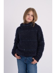 Striped turtleneck sweater in sequins