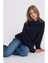 Striped turtleneck sweater in sequins
