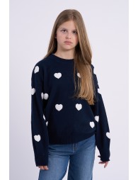 Knitted sweater, textured heart pattern