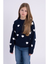 Knitted sweater, textured heart pattern
