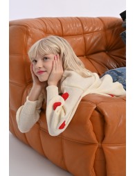Knitted sweater, textured heart pattern