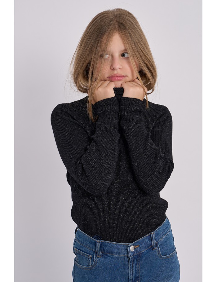 Ribbed and iridescent knit sweater