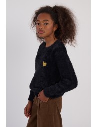 Fluffy sweater with embroidered heart