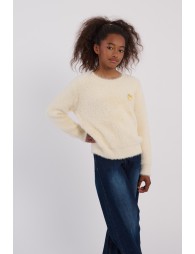 Fluffy sweater with embroidered heart