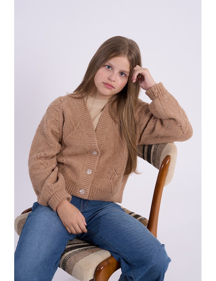Gilet à manches bouffantes, boutonné