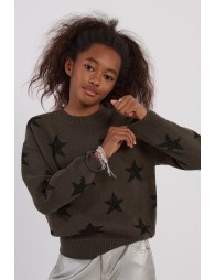 Knitted sweater, glittery stars