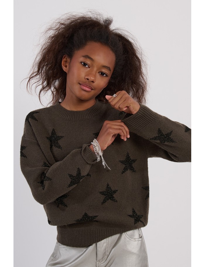 Knitted sweater, glittery stars