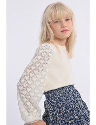 Knitted sweater, fancy sleeves