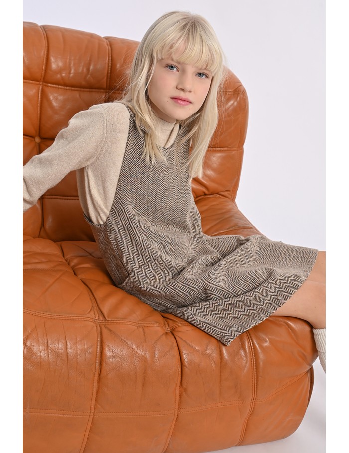 Herringbone dungaree dress