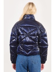 Quilted and iridescent down jacket