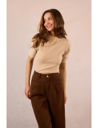 Pull côtelé à manches courtes