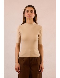 Pull côtelé à manches courtes