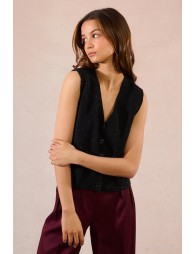 Gilet sans manches en maille parsemée de sequins
