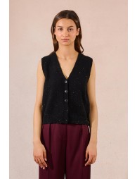 Gilet sans manches en maille parsemée de sequins