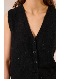 Gilet sans manches en maille parsemée de sequins