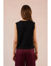 Gilet sans manches en maille parsemée de sequins