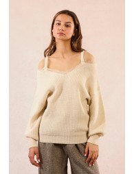 Pull en maille, épaules dégagées
