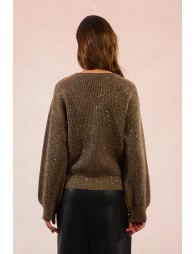 Pull col V à sequins
