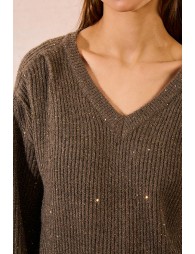 Pull col V à sequins