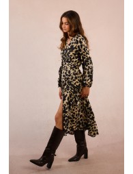 Robe longue portefeuille imprimé animalier