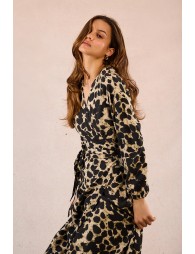 Robe longue portefeuille imprimé animalier