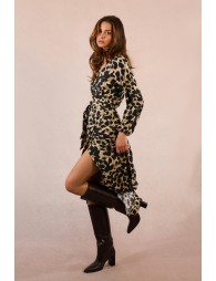 Robe longue portefeuille imprimé animalier