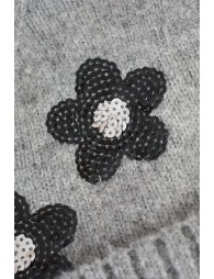 Floral sequin knit beanie