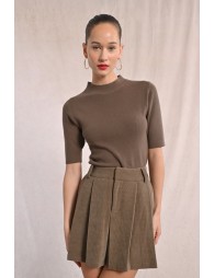 Pull côtelé à manches courtes