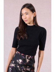 Ribbed short-sleeved sweater