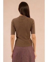Pull côtelé à manches courtes