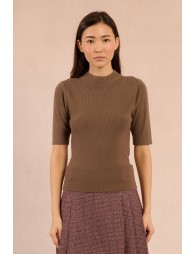 Pull côtelé à manches courtes
