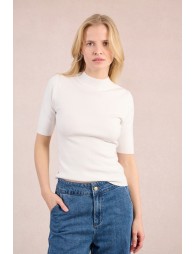 Ribbed short-sleeved sweater