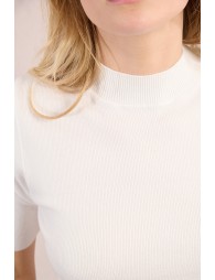 Ribbed short-sleeved sweater