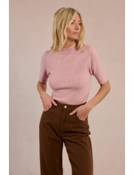 Ribbed short-sleeved sweater